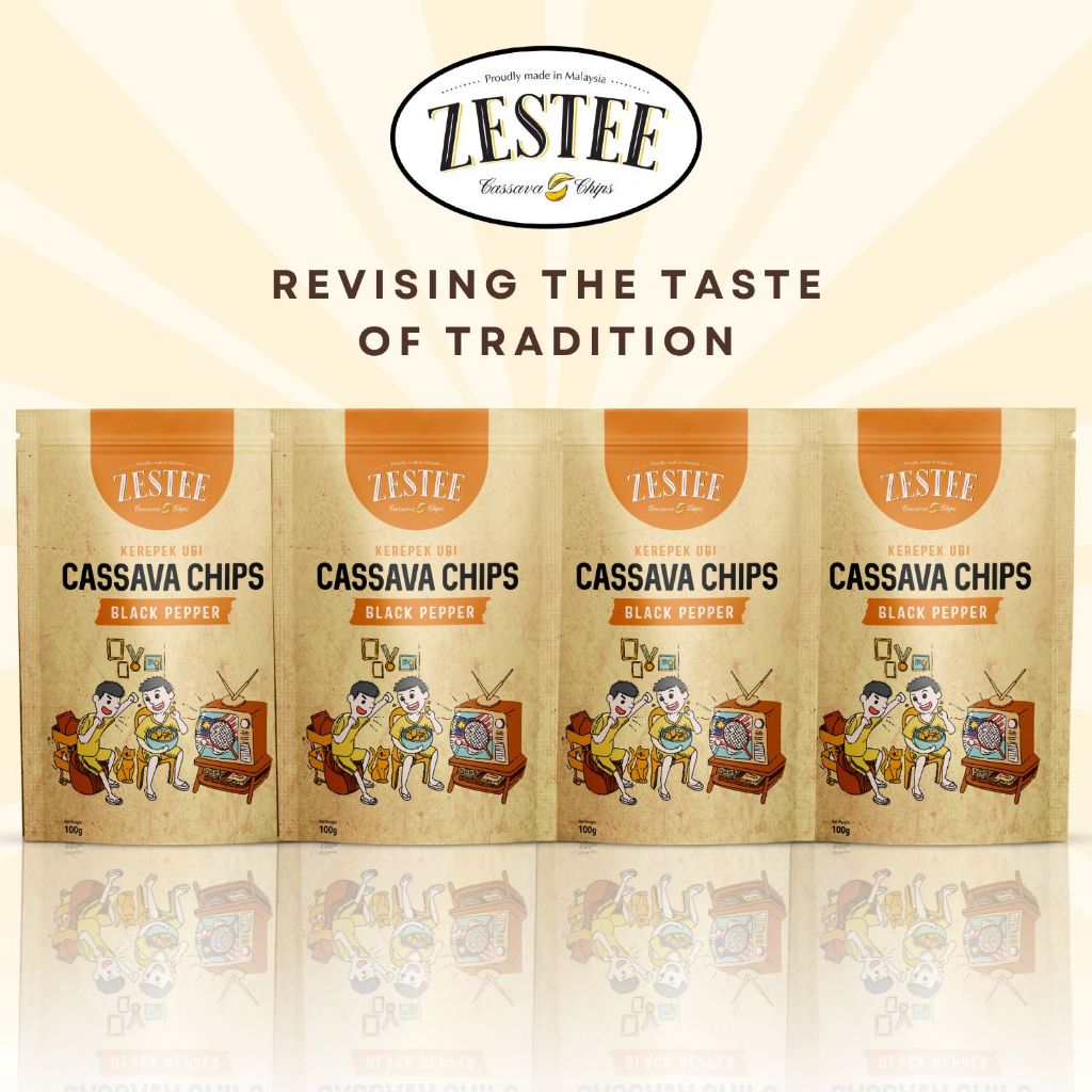 [4 Packs] ZESTEE Premium Black Pepper Cassava Chips (100g) | Shopee ...