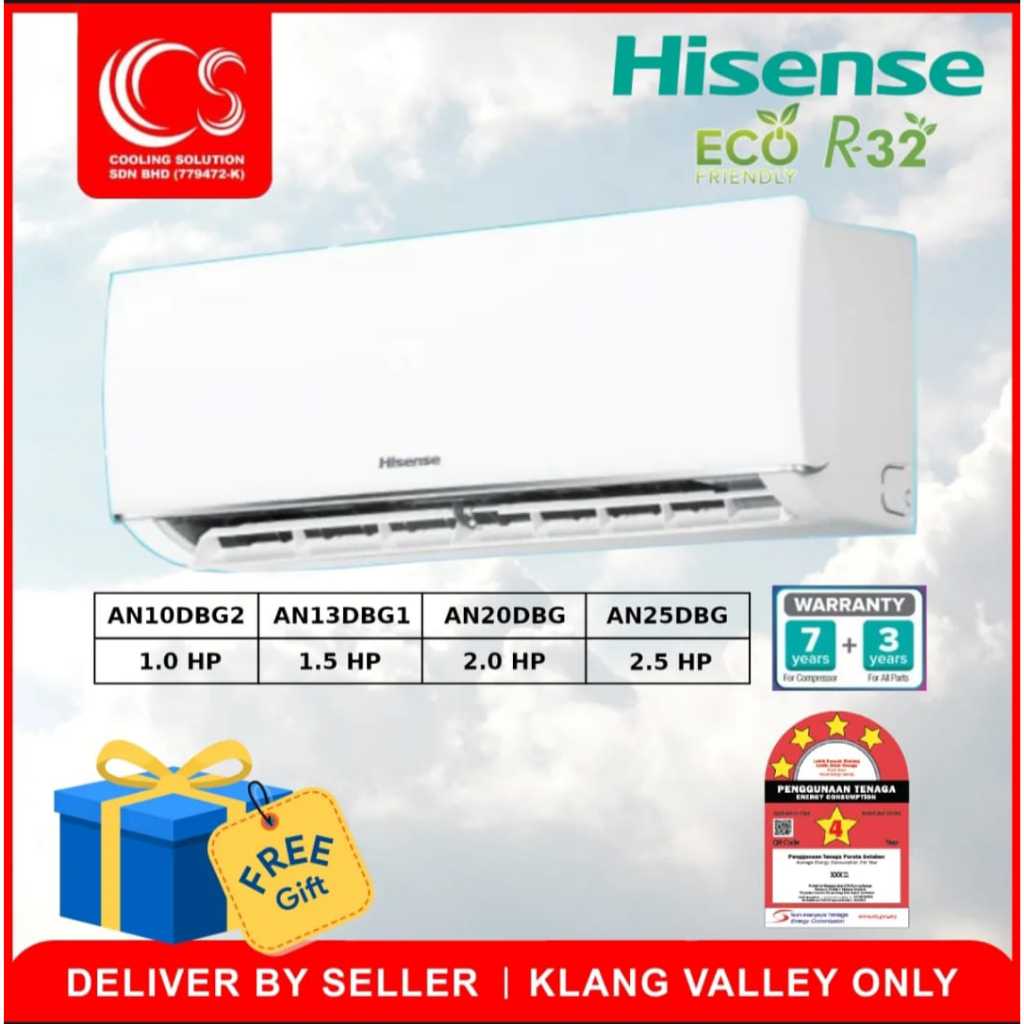 Hisense R32 Dbg Series Non Inverter Air Conditioner 10hp 25hp An10dbg An13dbg An20dbg 4237