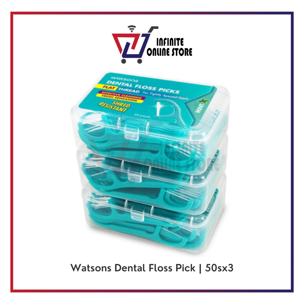 Watsons Mint Dental Floss Picks Flat / Round (50s x 3 Box) Shopee