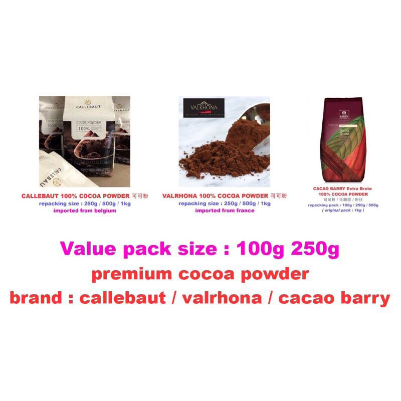 Premium Cocoa Powder Serbuk Koko 可可粉 Halal   Callebaut   Cacao Berry 