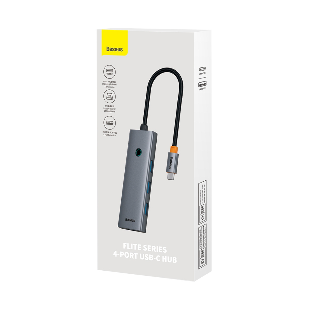 Baseus Ultrajoy Series Port Hub Space Grey Type C Usb A Version