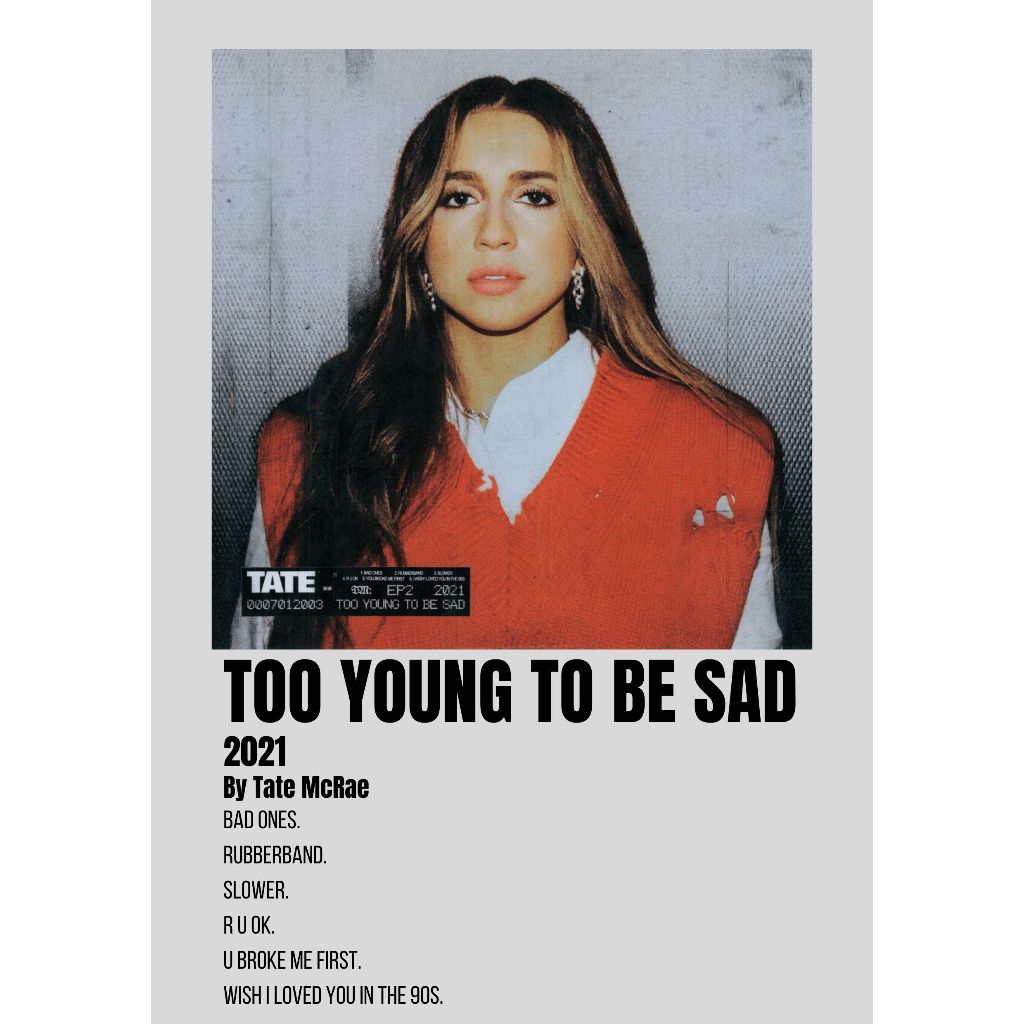 Album Cover Poster Too Young To Be Sad by Tate McRae Shopee Malaysia