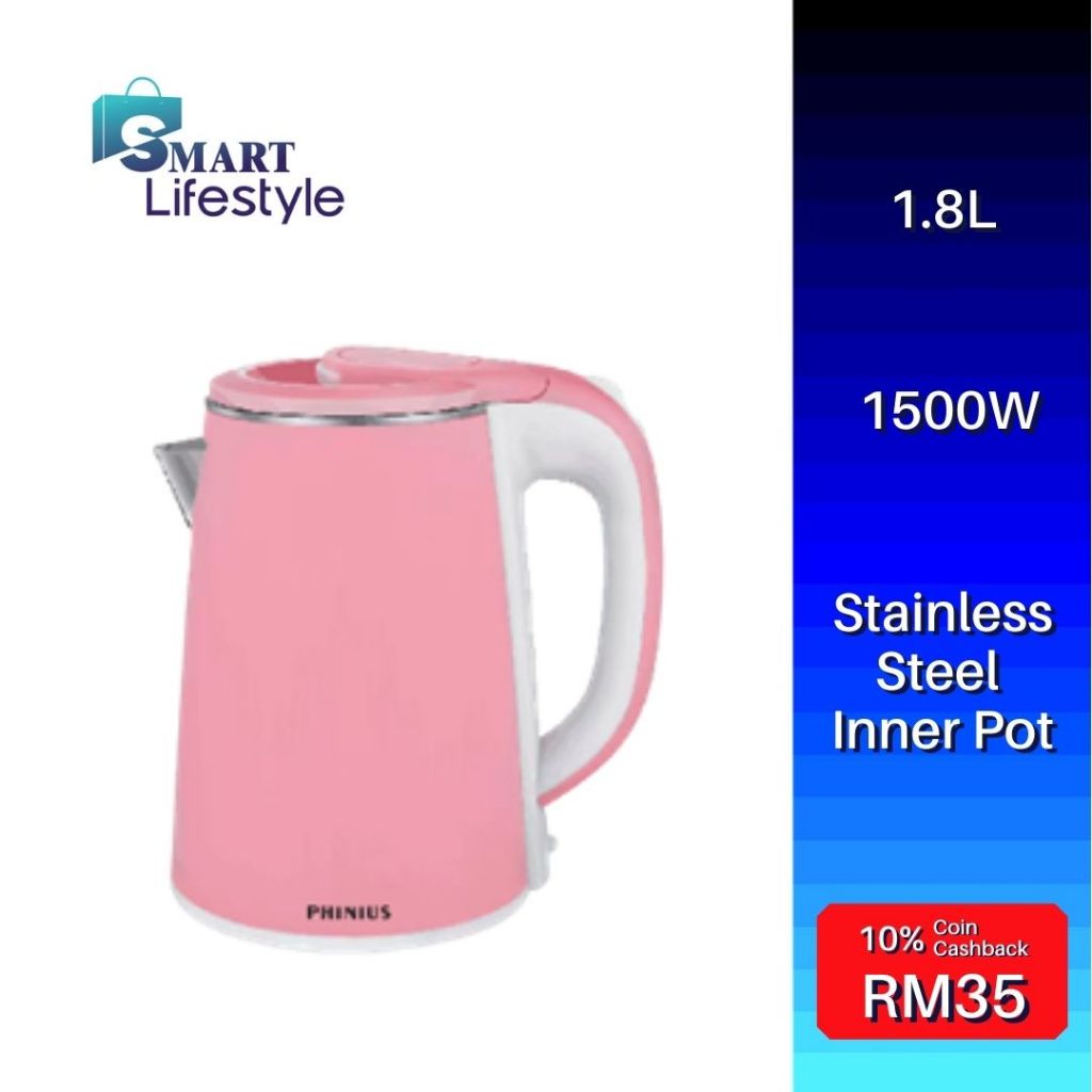 Phinius Electric Jug Kettle 1.8L PSK1802P Shopee Malaysia