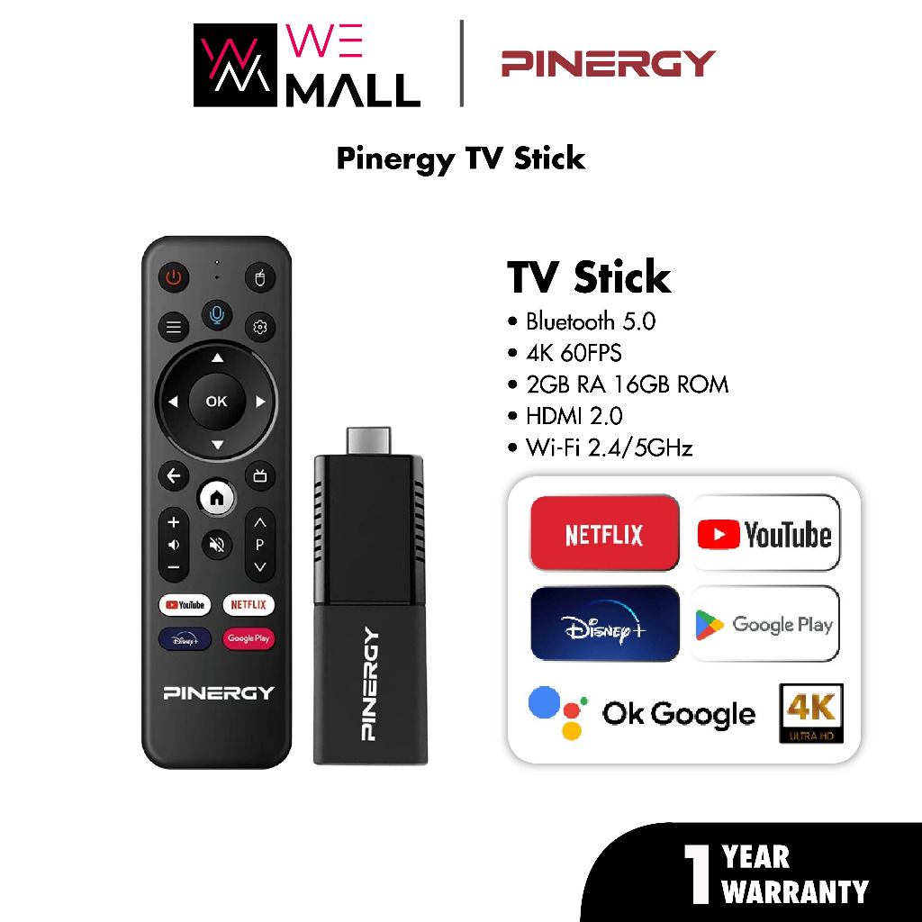 Pinergy PG-655 TV Stick with Android TV + Miracast (2GB RAM + 16GB ROM 5G  WiFi/English Version) | Shopee Malaysia