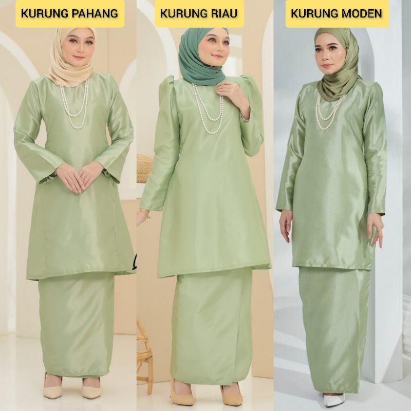 [NEW ARRIVAL] BAJU KURUNG SHANTUNG SILK WARNA DUSTY GREEN KURUNG
