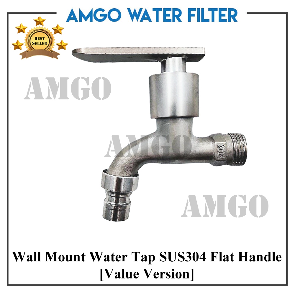 AMGO Stainless-Steel SUS 304 Wall Mount Water Tap Bathroom Water Tap ...