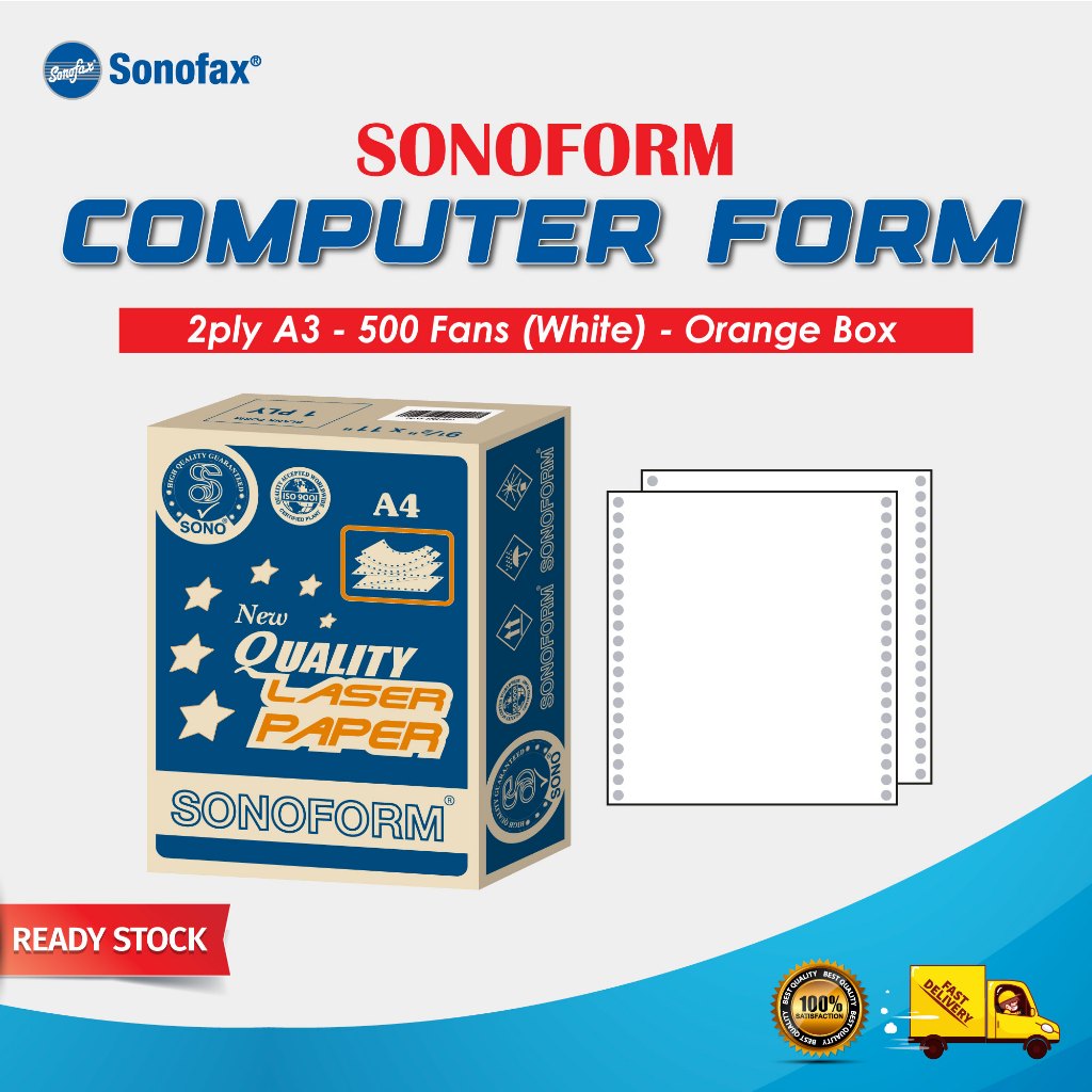 SONOFORM Computer Form 2 Ply A3 - NCR BCF Black Image White Paper (15 ...