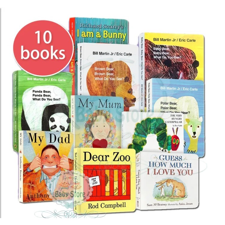 English Storybook Boardbook (10 BOOKS SET with BOX) Brown Bear,Dear Zoo