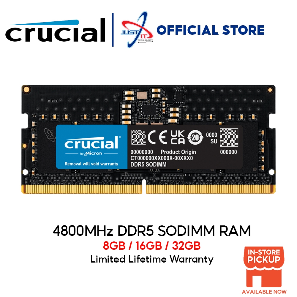 CRUCIAL VALUE SODIMM DDR5 8GB / 16GB / 32GB 4800MHZ NOTEBOOK