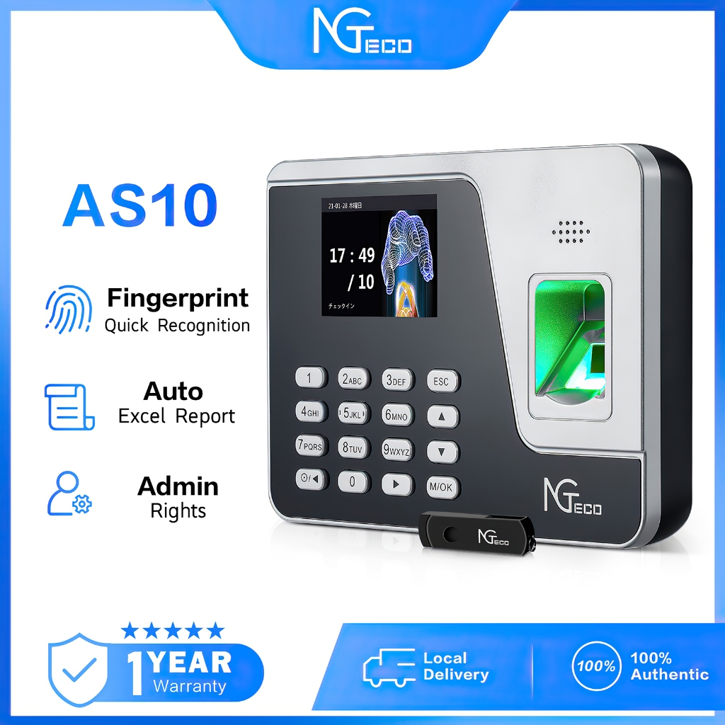 NGTeco Punch card machine Biometric Thumbprint Attendance Machine For