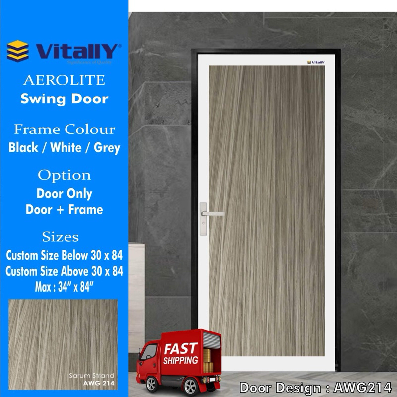 Vitally Aluminium Swing Door Vitally Custom Size (Max 34 x 83) Pintu