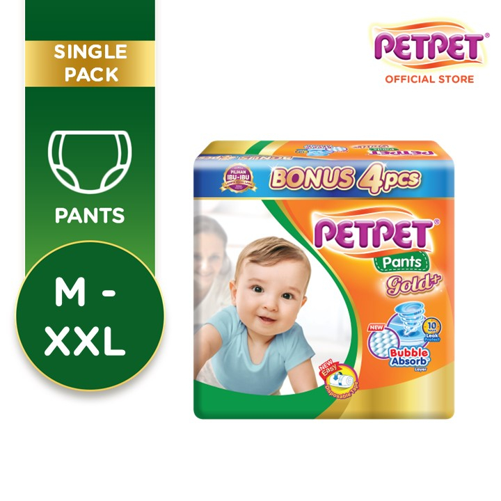 Petpet Pants Gold+ Super Jumbo Pack - M56+4 L46+4 Xl38+4 Xxl32+4 (1 