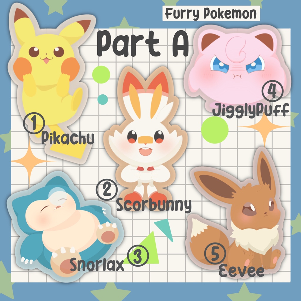 Pokemon Catch Me If You Can Sticker Set Pikachu Scorbunny JigglyPuff ...
