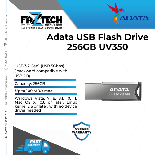 Adata Uv350 Pendrive Usb32 Usb Drive Flash Drive 256gb Shopee Malaysia 6948