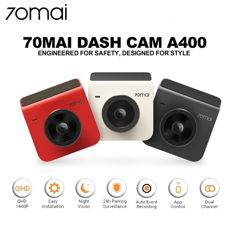 Dashcam 70mai A400 1440P Quad HD+ Dash Cam - Ivory 145° Recording - 2 ...