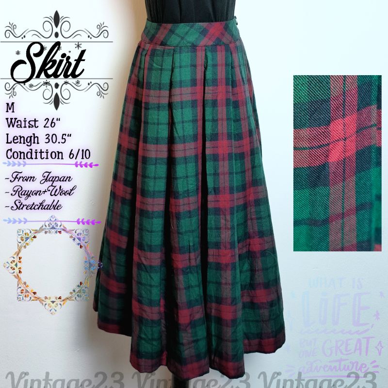Vintage Plaid Print Long Women Spring Summer Japanese Retro Casual High Waist A-Line Midi Skirt