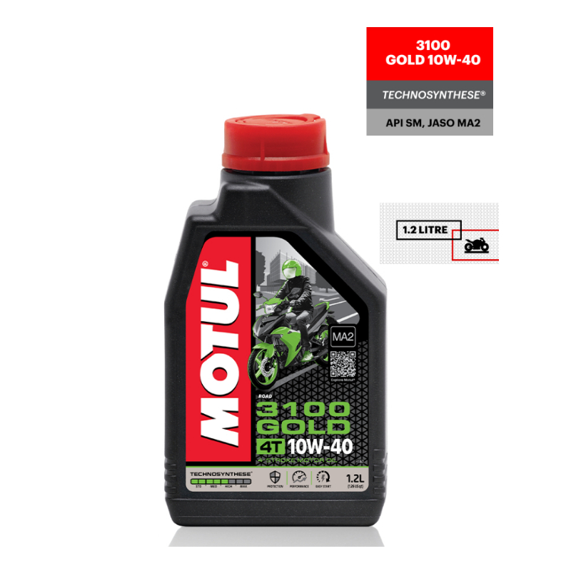 Motul 3100 Gold 4T 10W40 Technosynthese Motorcycle Engine Oil (1.2