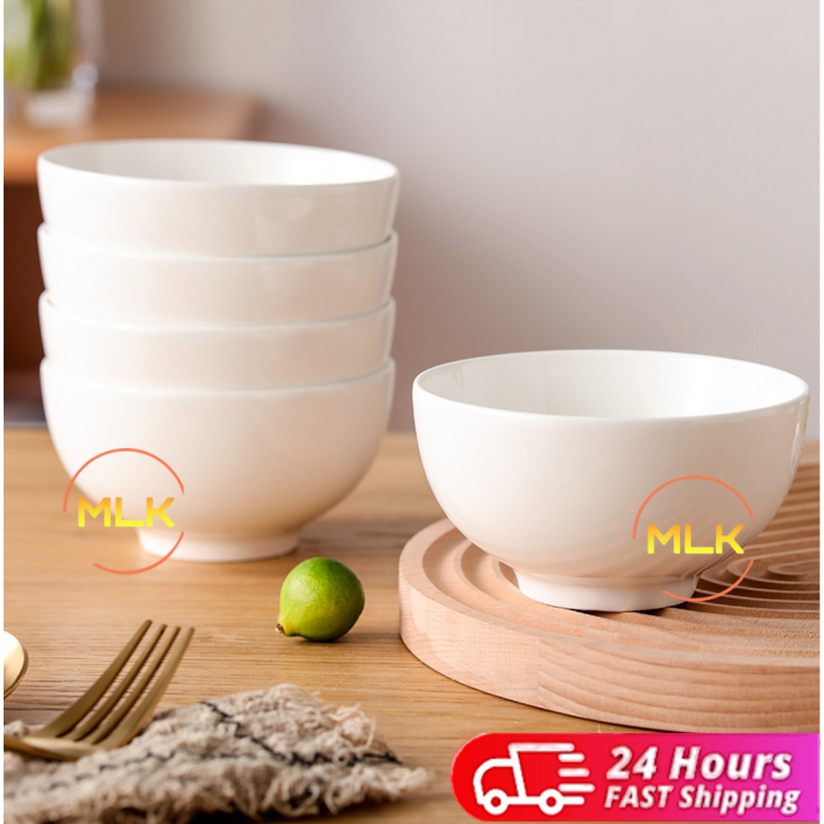 MLK Hotel Grade Quality White Ceramic Porcelain Rice Bowl Mangkuk Nasi ...