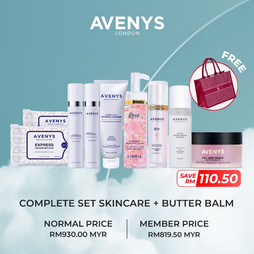 AVENYS COMPLETE SKINCARE & MELT AWAY MAKEUP BALM ( FREE MONOG TOTEBAG
