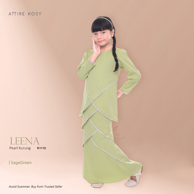 Koleksi Baju Raya KanakKanak 2024 Leena Pearl Kurung by Ayanna