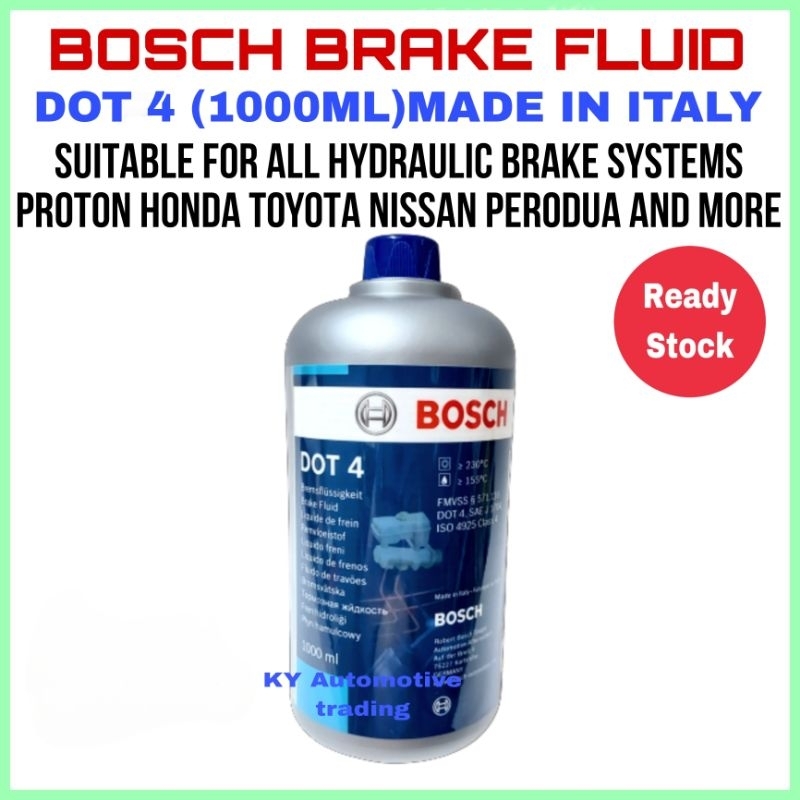 BOSCH DOT 4 BRAKE FLUID OIL 1000ML (MADE IN ITALY) SUITABLE FOR PROTON ...