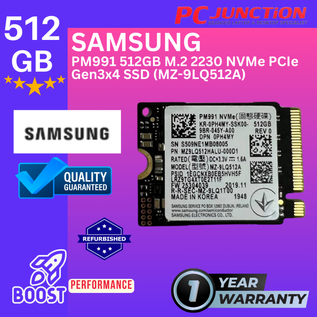 SAMSUNG PM991 512GB M.2 2230 NVMe PCIe Gen3x4 SSD (MZ-9LQ512A) | Shopee ...