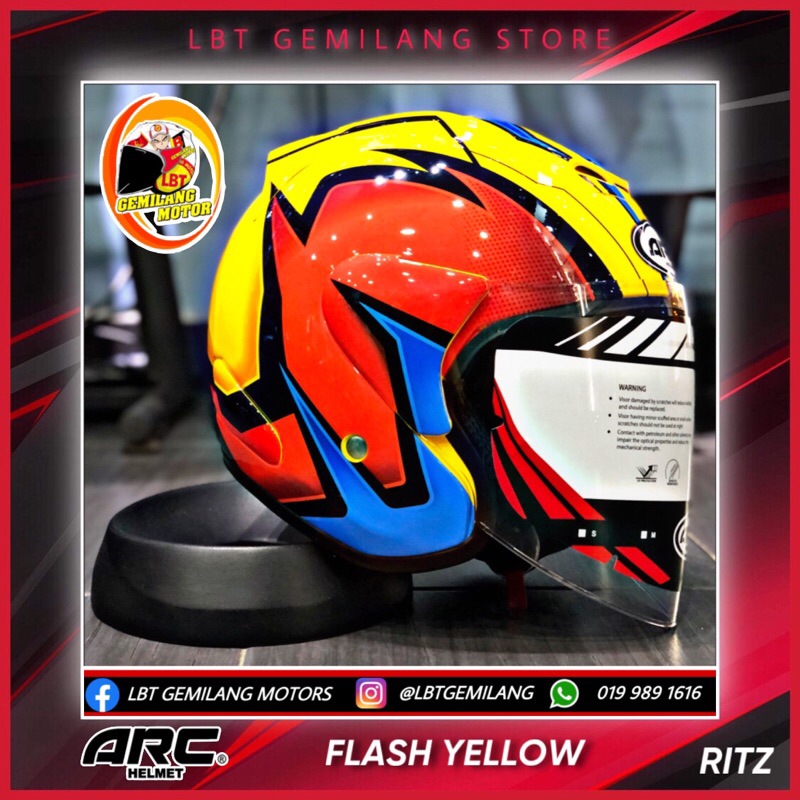 ARC Helmet RITZ [FLASH YELLOW] | Shopee Malaysia