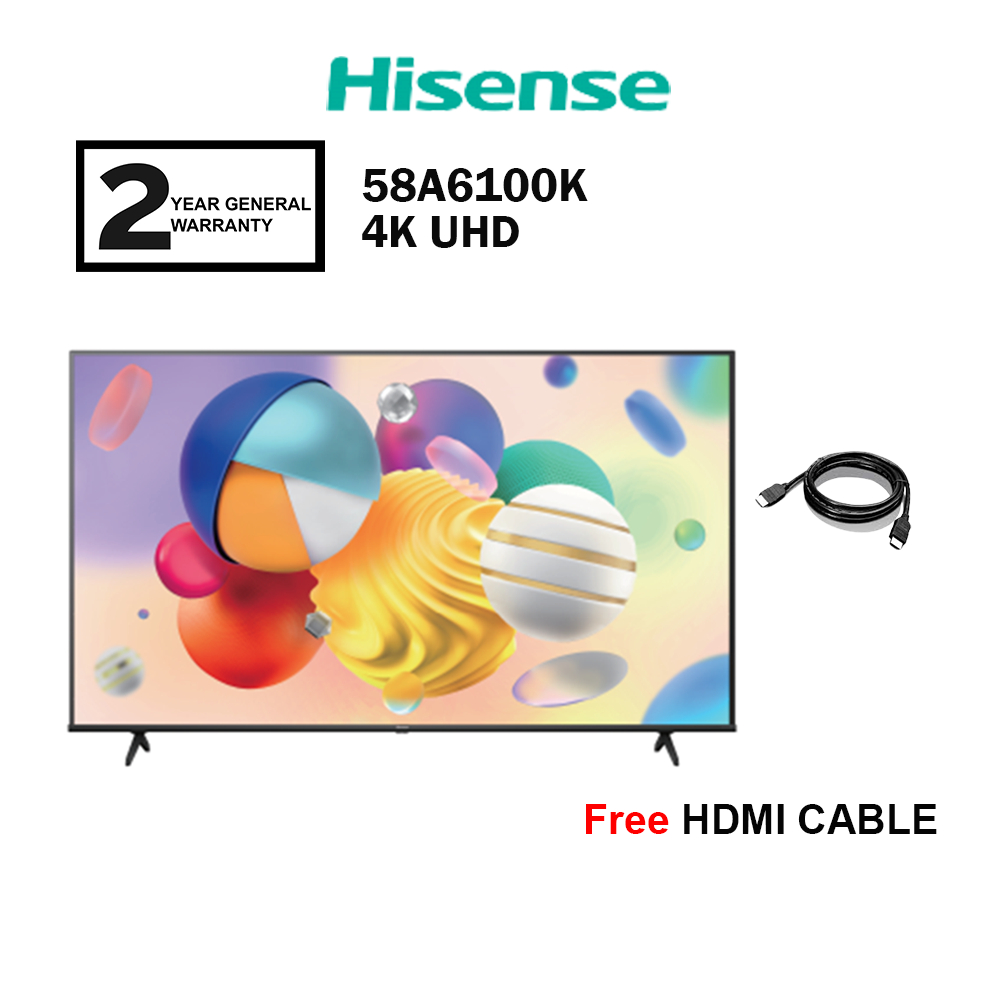 Hisense 58" 4K UHD Smart TV A6100K Series 58A6100K Television Replace 58A6100H (FREE HDMI CABLE