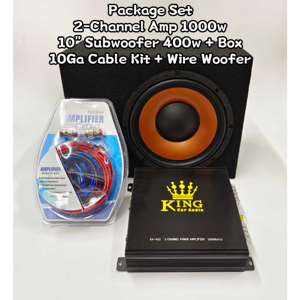 PACKAGE SET KING Car Audio High Power 2Channel 1000 Watts Amplifer