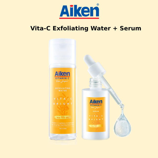 Aiken Vita C Exfoliating Water + Serum | Brighten Skin Tone | Prevents ...