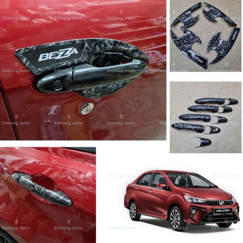 PERODUA BEZZA DOOR HANDLE INNER BOWL COVER BLACK CHROME CARBON MATT ...