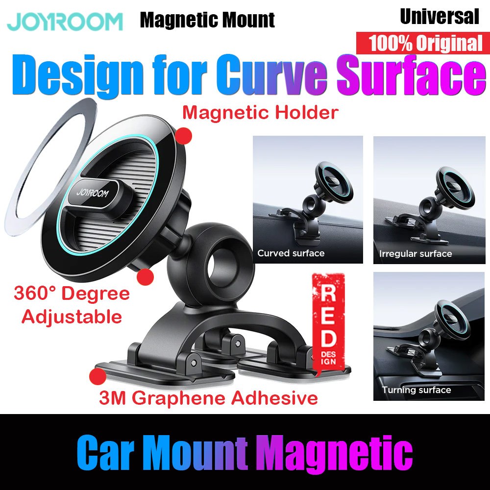 Joyroom Adjustable Car Phone Mount Holder with 3 Base 3M Adhesive Stable for Curve or