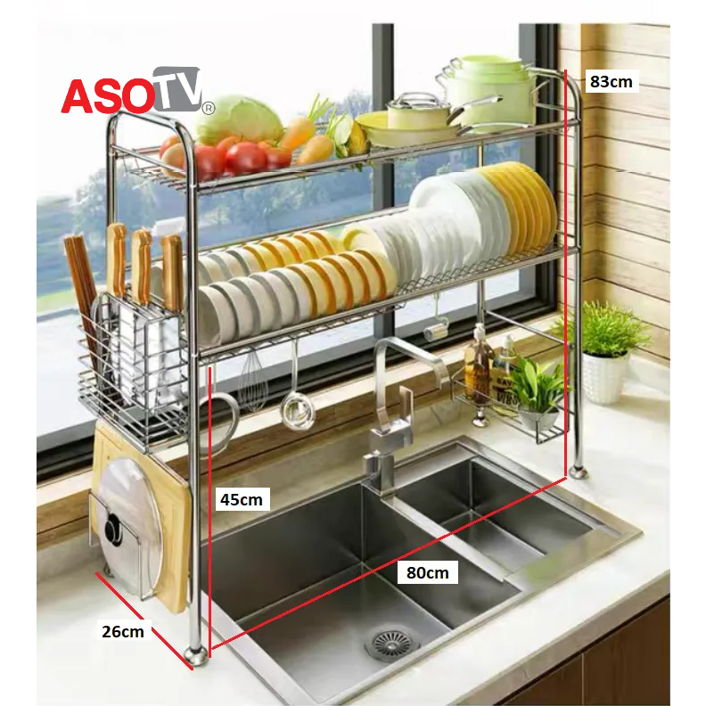 ASOTV® Stainless Steel Sink Dish Rack Dish Drainer Kitchen Rack Rak ...