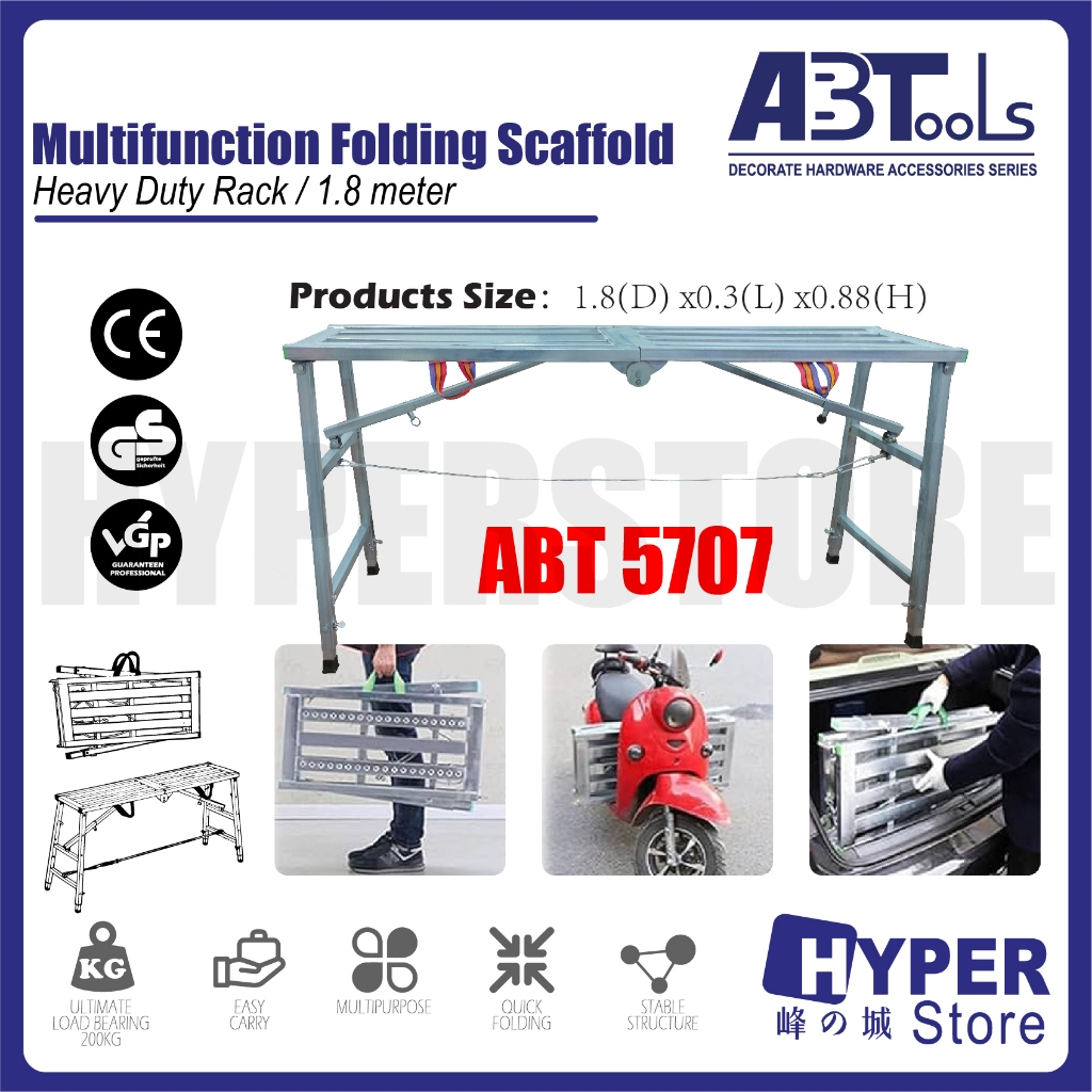 1.8m Multifunction Folding Scaffold Heavy Duty Rack Car Wash Step Stand ...