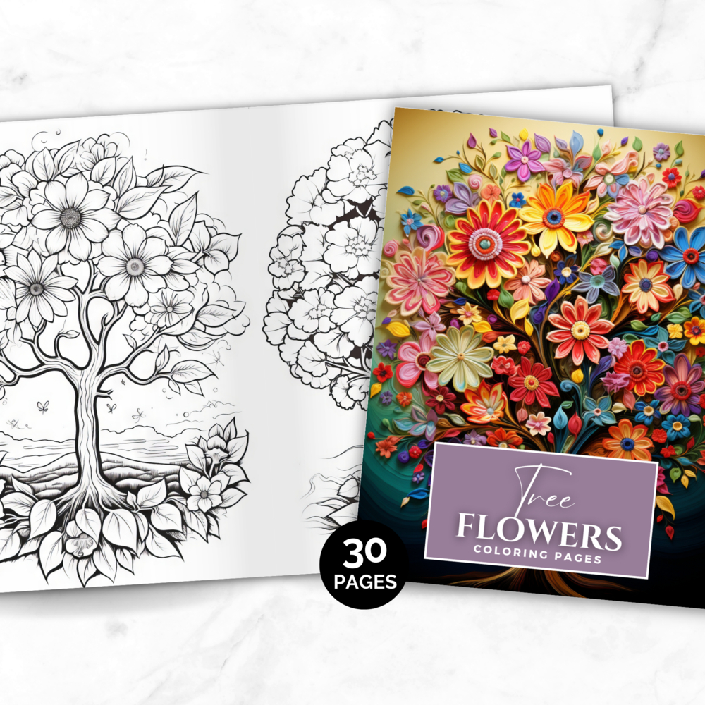[PDF] Tree Flowers Coloring Pages | Kids & Adult Coloring eBook ...