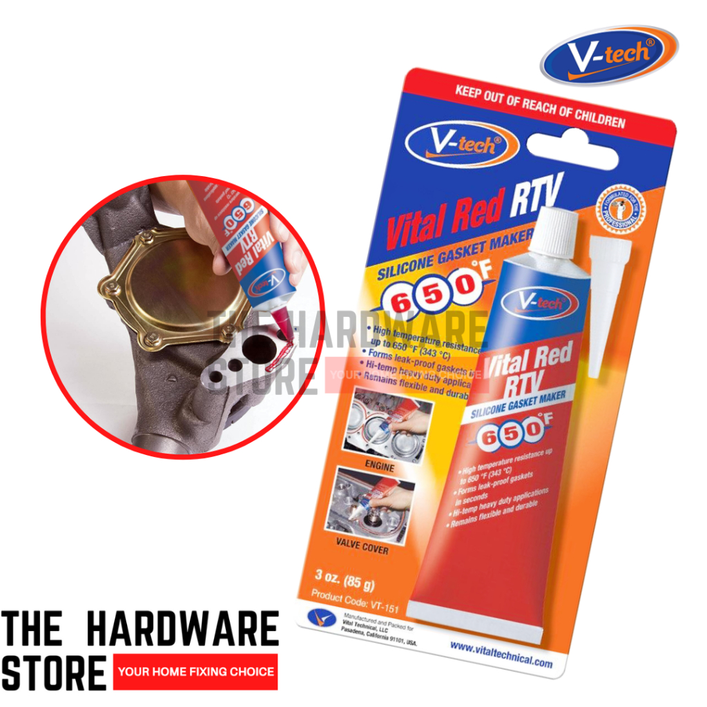 V-TECH Vital Red RTV Sealant Gasket Maker High Temperature And Heavy ...