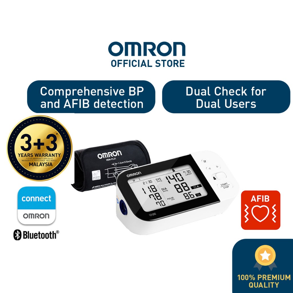 OMRON BLOOD PRESSURE MONITOR ADVANCED+AFIB HEM7361T - Direct