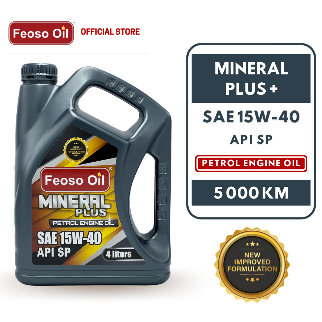 Feoso Oil Mineral Plus Engine Oil SAE 15W-40 API SP (4L) | Shopee Malaysia