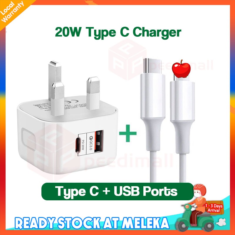 20W Type C Charger With USBC Cable Super Charger QC 3.0 Quick Charge