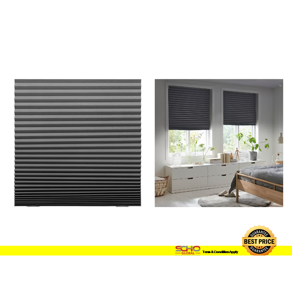 IKEASCHOTTIS Blockout pleated blind, dark grey, 100x190 cm(block out