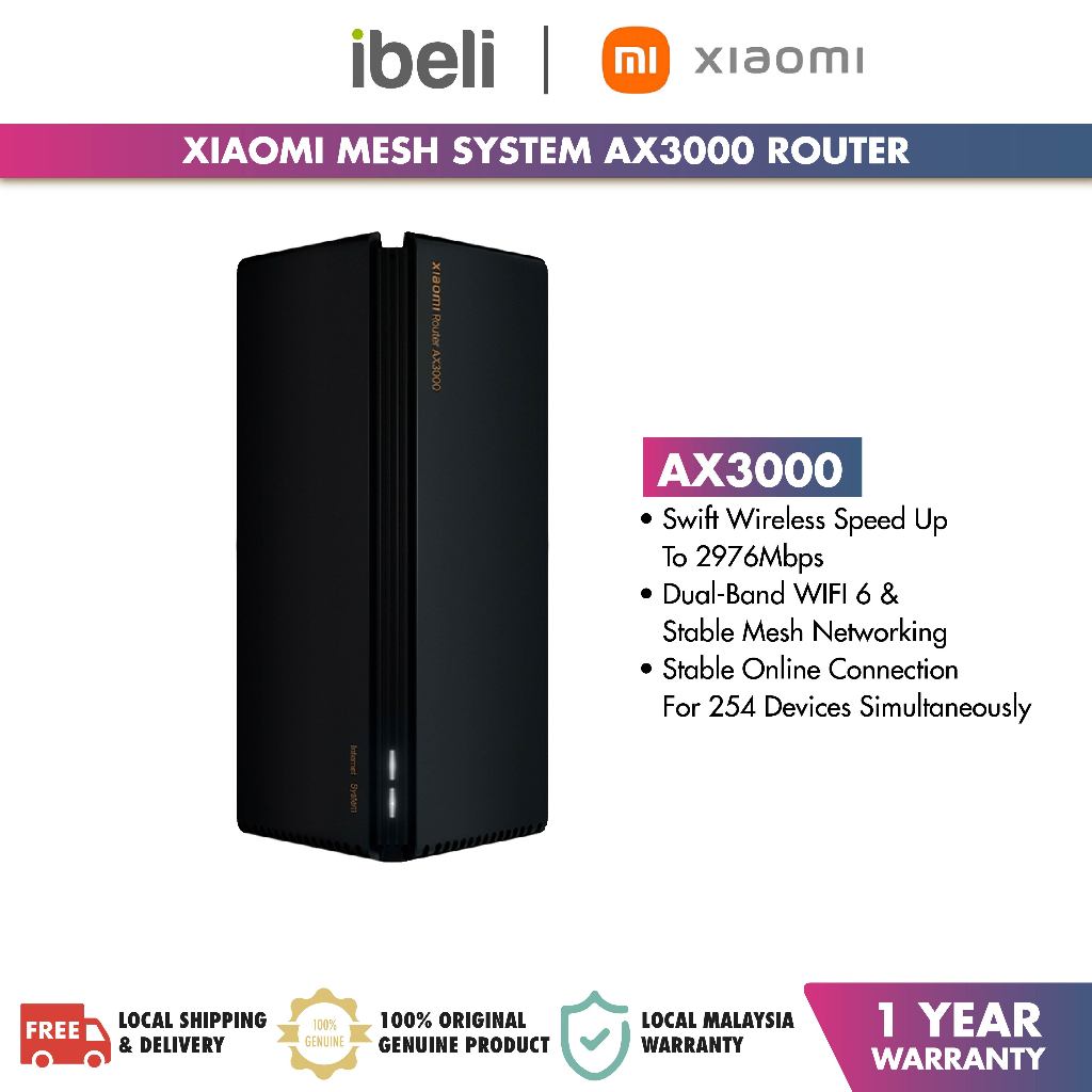 Original] Xiaomi Mesh System AX3000 Xiaomi Router WiFi 6 Stable High Speed  (1 Year Warranty)