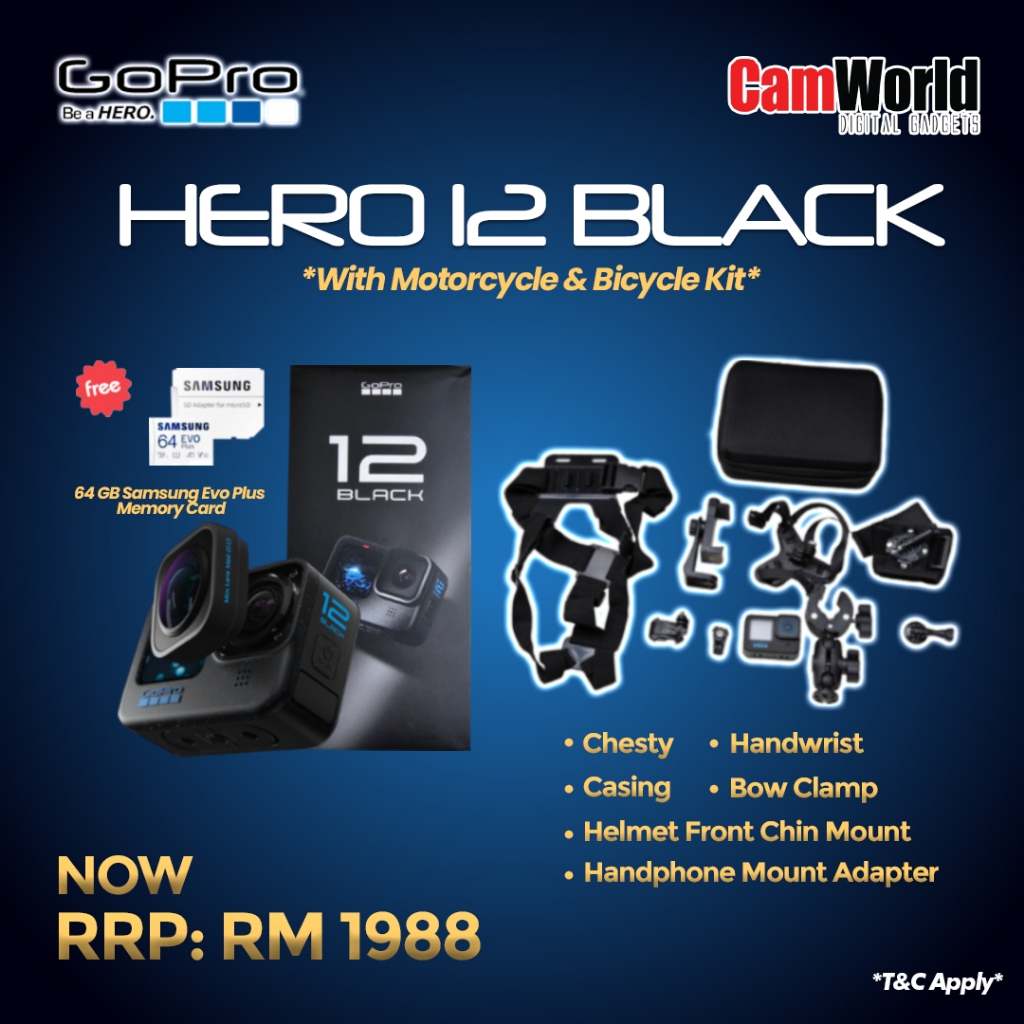 GOPRO HERO 12 With Motorcycle & Bicycle Kit (Gopro Malaysia) | Shopee ...