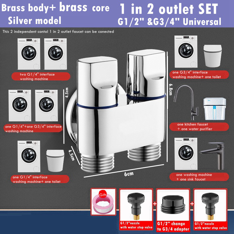 Washing Machine Tap Valve Outdoor Faucet Copper G1/2/G3/4 Washing