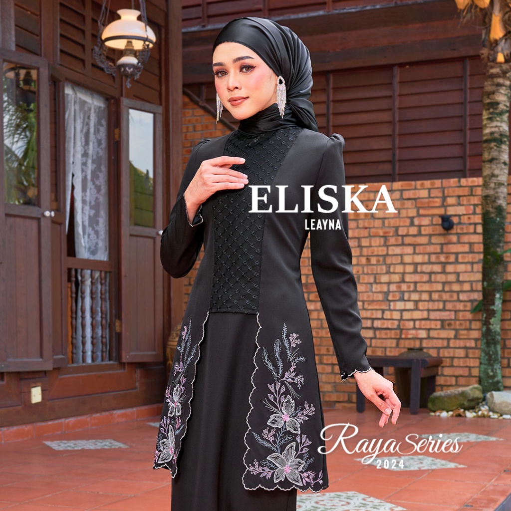 [LEAYNA.CO] [ELISKA] Baju Kurung Kebaya Kota Bharu Bersulam | Shopee ...