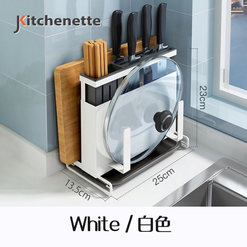 2in1 Kitchen Chopping Board Rack Knife & Utensil Holder with Tray/Dapur ...