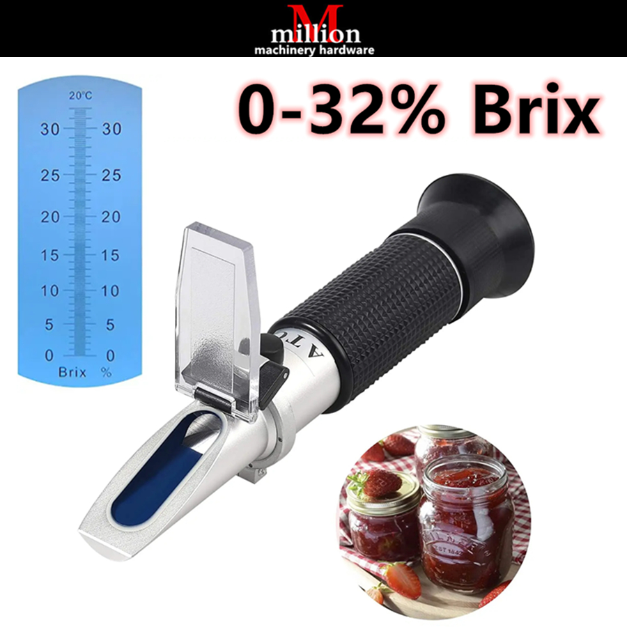 Portable Refractometer With Copper ATC  0-32 Brix  - Fruit And Vegetable Juices Brix Meter Sugar Content Quality Tester
