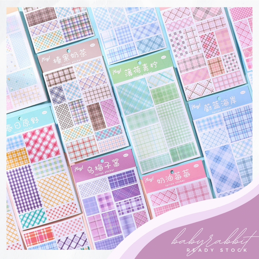 Simple Checked Sticker Sticky Note Frame for DIY Handbook 简约日系格子贴纸ins手账 ...