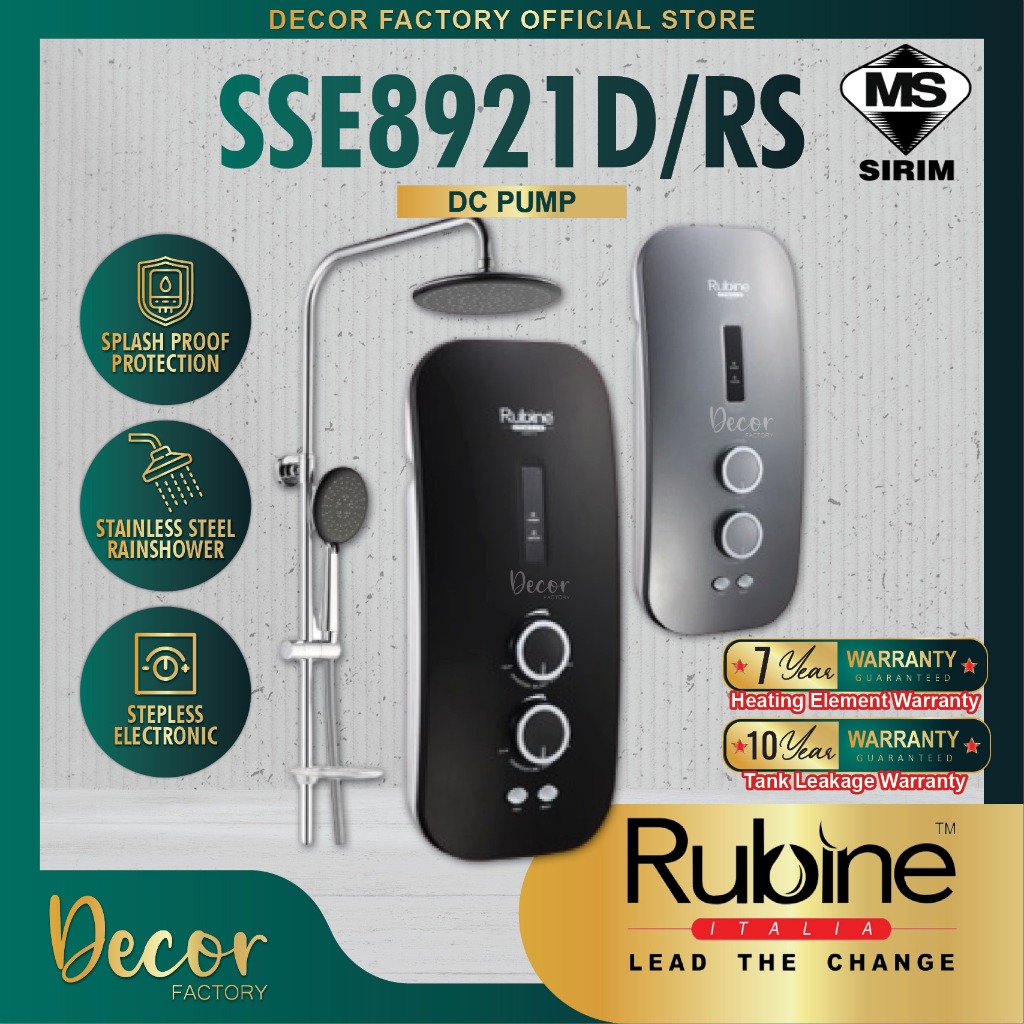 RUBINE Water Heater RUBINE SSE891D SSE891D/RS DC Pump Silent Inverter