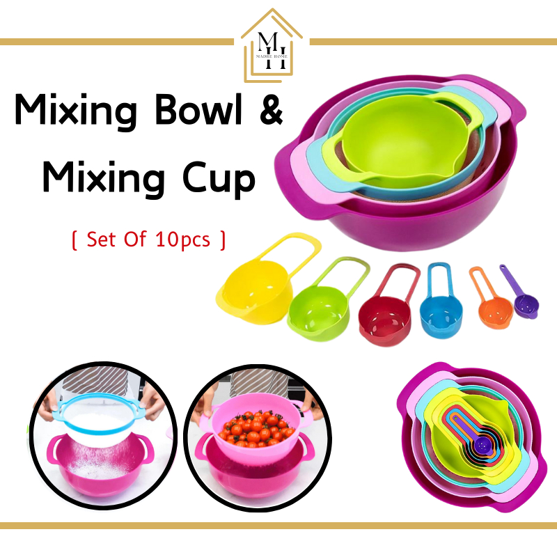 10pcs Mixing Bowl and Measuring Cup color Rainbow with measuring spoon