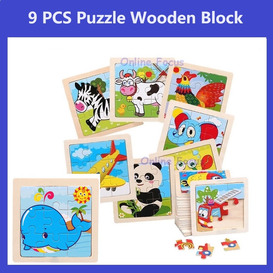 11X11CM Wooden Puzzle Toy Vehicle Animal Jigsaw Cartoon Animal Traffic ...